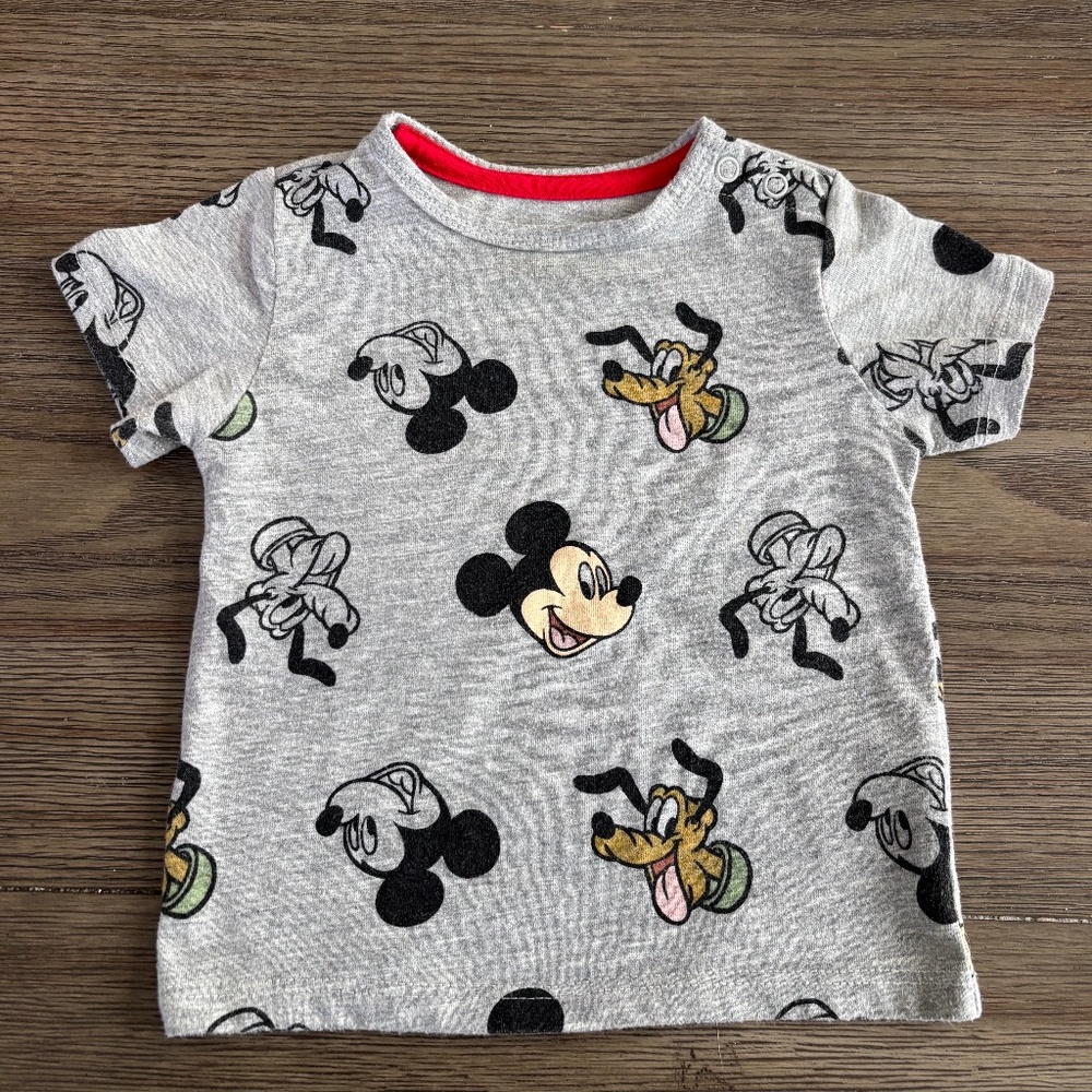 DISNEY BABY MICKEY & FRIENDS GREY SHORT SLEAVE T-SHIRT 3/6 MONTHS